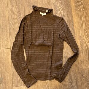 Brown Striped Turtleneck Shirt